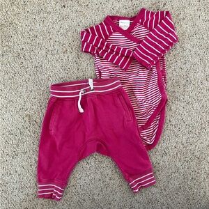 🌟 3 for $12 • HANNA ANDERSSON • pink kimono onesie and pants set